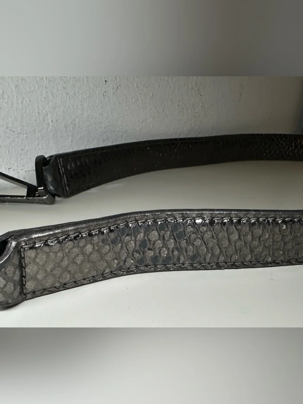 Michael Kors Glossy Black Snake-Embossed Shoulder Bag